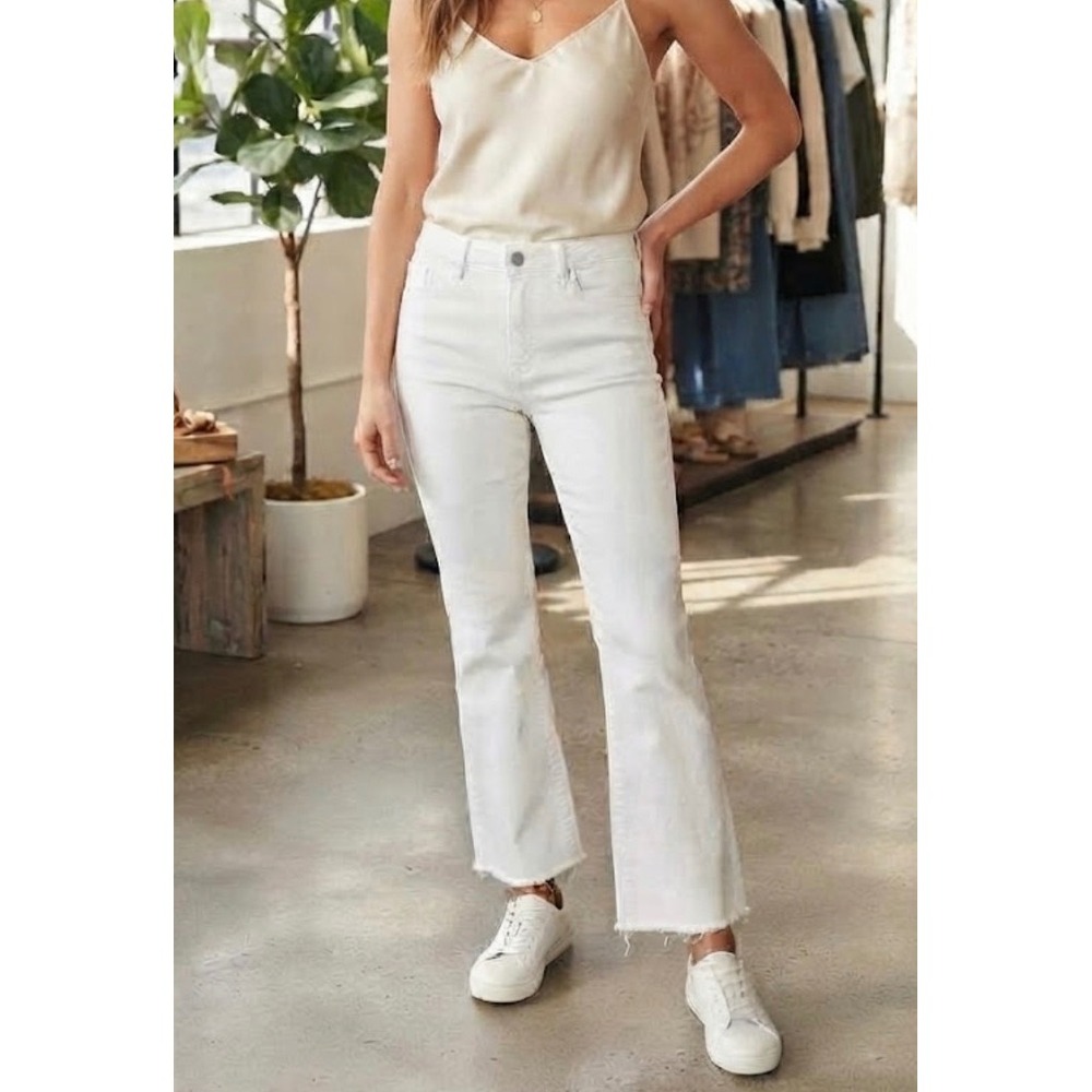 Wit & Wisdom Ab-solution High Rise Straight Leg Jeans Optic White Raw Hem 0 NEW